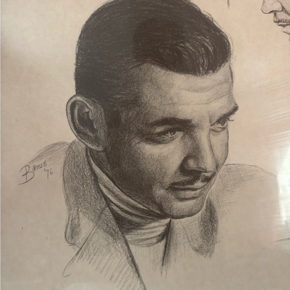 Clark Gable - Framed Charcoal Drawing by Banse - 1976 - Picture 2 of 6